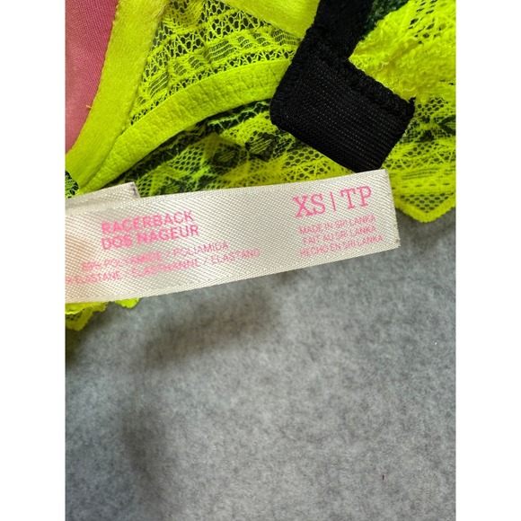 PINK Victoria's Secret Neon Yellow Lace Racerback XS Bralette Bra Neoncore Rave - Picture 6 of 13